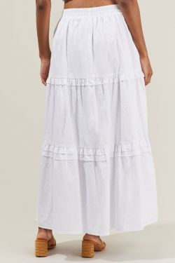 Isabel Ruffle Maxi Skirt - WHITE