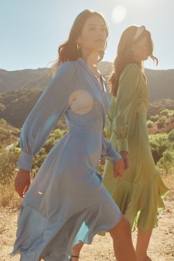 Ophelia Wrap Midi Dress - DUSTY-BLUE