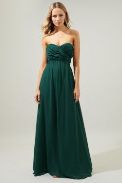 Beloved Ruched Sweetheart Convertible Dress - EMERALD