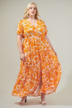 Tangelo Floral Monaco Tiered Maxi Dress Curve