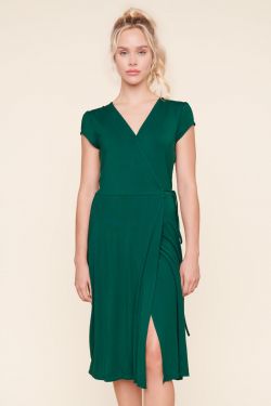 Annecy Knit Midi Wrap Dress - EMERALD