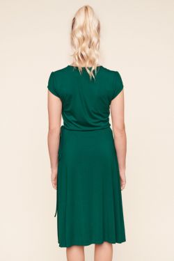 Annecy Knit Midi Wrap Dress - EMERALD