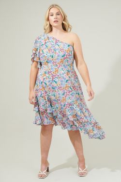 Posy Blossom One Shoulder Asymmetrical Dress Curve
