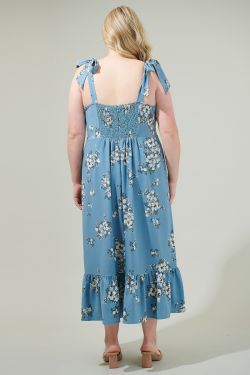 Moxie Floral Baker Tie Strap Midi Dress Curve