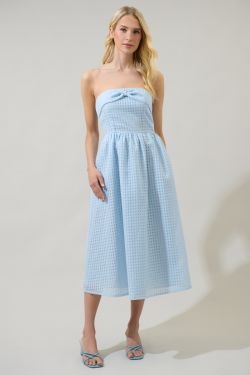 Cary Chest Bow Midi Dress - BABY-BLUE