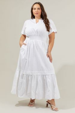 Belraj Poplin Maxi Dress Curve - WHITE