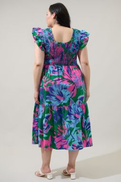 Raylee Floral Wendy Smocked Midi Dress Curve
