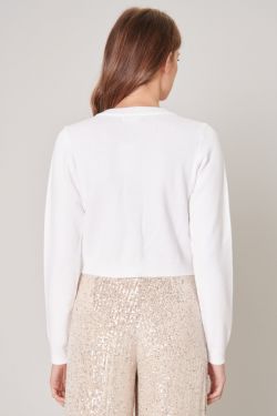 Sylvie Crystal Button Front Cardigan - WHITE
