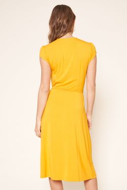 Annecy Knit Midi Wrap Dress - YELLOW