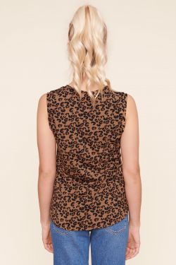 Lea Leopard Betty V-Neck Jersey Knit Top
