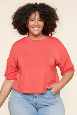 Everyday Cropped Short Sleeve Knit T Shirt Curve