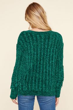 Real Rodeo Fringe Sweater - EMERALD