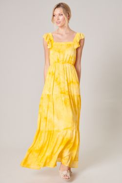 Marigold Tie Dye Tiered Maxi Dress
