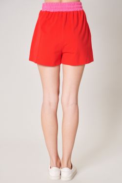 Happy Days Colorblock French Terry Knit Shorts - PINK-RED