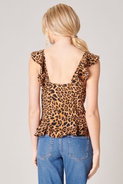 Shaina Leopard Ruffle Top