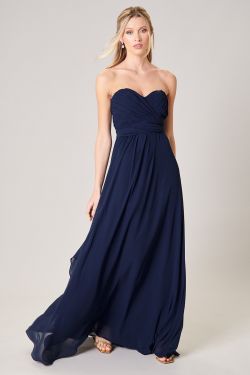 Beloved Ruched Sweetheart Convertible Dress - NAVY