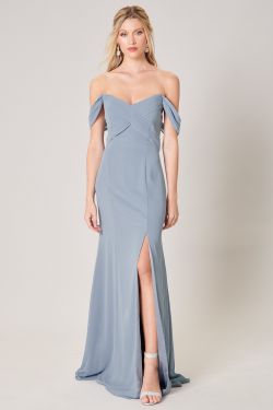Cherish Semi Sweetheart Convertible Dress - DUSTY-BLUE