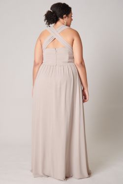 Beloved Ruched Sweetheart Convertible Dress Curve - TAUPE