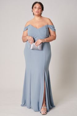 Cherish Semi Sweetheart Convertible Dress Curve - DUSTY-BLUE