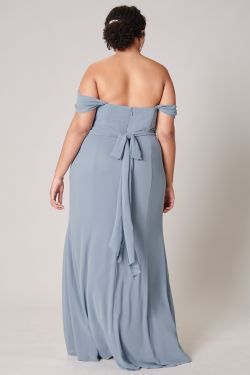 Cherish Semi Sweetheart Convertible Dress Curve - DUSTY-BLUE