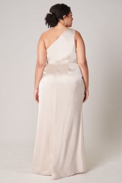 Prestige One Shoulder Asymmetrical Maxi Dress Curve - CHAMPAGNE