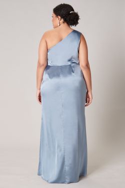 Prestige One Shoulder Asymmetrical Maxi Dress Curve - DUSTY-BLUE