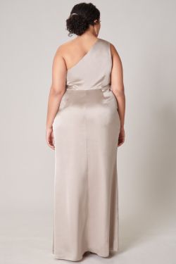 Prestige One Shoulder Asymmetrical Maxi Dress Curve - TAUPE