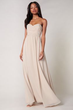 Beloved Ruched Sweetheart Convertible Dress - CHAMPAGNE