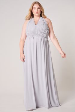 Beloved Ruched Sweetheart Convertible Dress Curve - LT-GREY