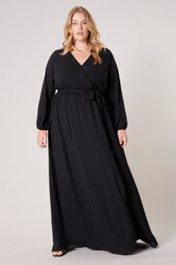 Wholehearted Faux Wrap Maxi Dress Curve - BLACK