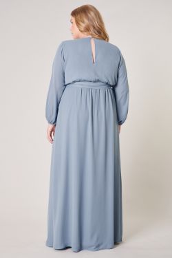 Wholehearted Faux Wrap Maxi Dress Curve - DUSTY-BLUE