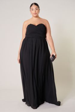 Beloved Ruched Sweetheart Convertible Dress Curve - BLACK