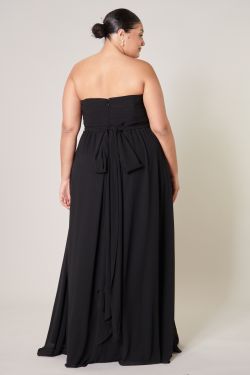 Beloved Ruched Sweetheart Convertible Dress Curve - BLACK