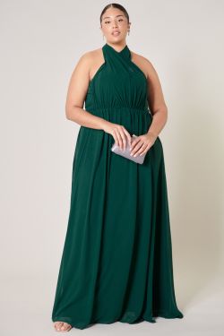 Beloved Ruched Sweetheart Convertible Dress Curve - EMERALD