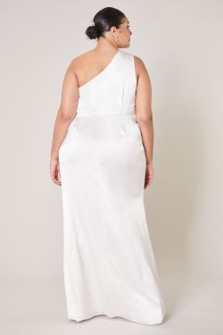 Prestige One Shoulder Asymmetrical Maxi Dress Curve - IVORY