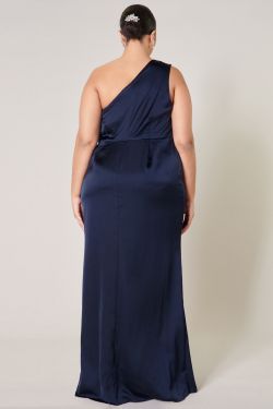 Prestige One Shoulder Asymmetrical Maxi Dress Curve - NAVY