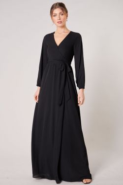 Wholehearted Faux Wrap Maxi Dress - BLACK
