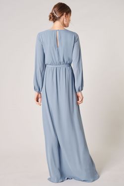 Wholehearted Faux Wrap Maxi Dress - DUSTY-BLUE