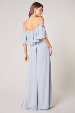Enamored Off the Shoulder Ruffle Dress - Baby Blue
