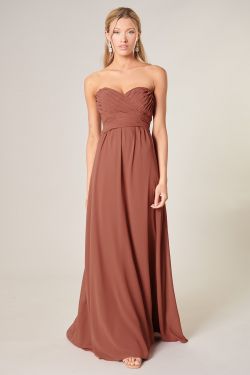 Beloved Ruched Sweetheart Convertible Dress - RUST