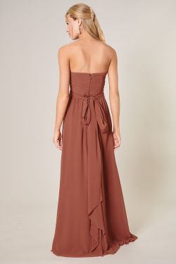 Beloved Ruched Sweetheart Convertible Dress - RUST