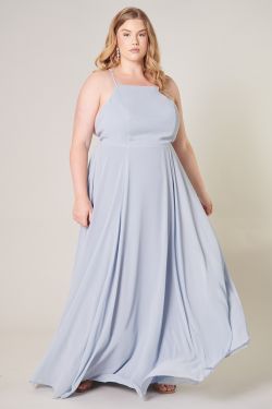 Divine High Neck Backless Maxi Dress Curve - Baby Blue