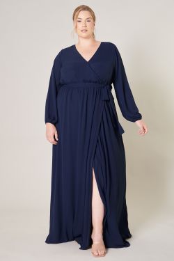 Wholehearted Faux Wrap Maxi Dress Curve - NAVY