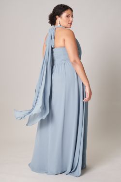 Beloved Ruched Sweetheart Convertible Dress Curve - DUSTY-BLUE