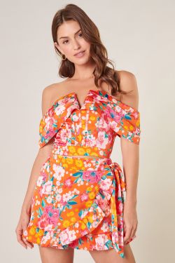 Waverly Floral Maude Off the Shoulder Bustier Top