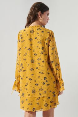 Dandelion Double Layer Trapeze Dress - YELLOW-MULTI