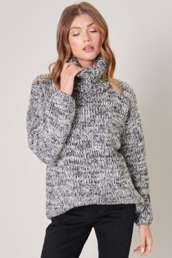 Salt and Pepper Turtleneck Sweater - GRAY