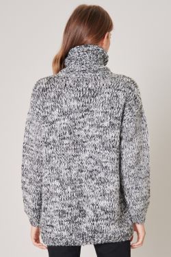 Salt and Pepper Turtleneck Sweater - GRAY