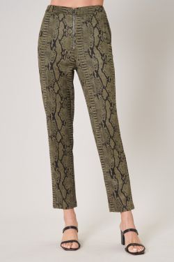 Born For This Faux Suede Snake Print Pants - OLIVE-MULTI