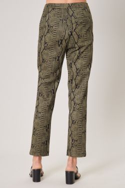 Born For This Faux Suede Snake Print Pants - OLIVE-MULTI